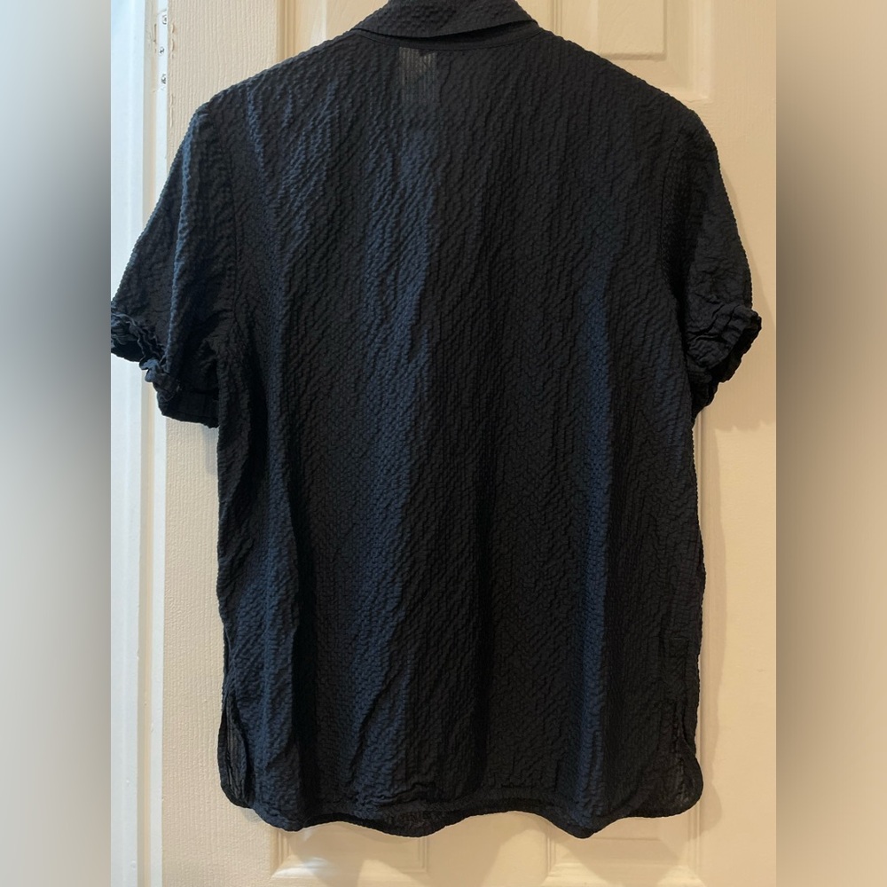 COS Blue Linen Tie Neck Shirt - Picture 4 of 5